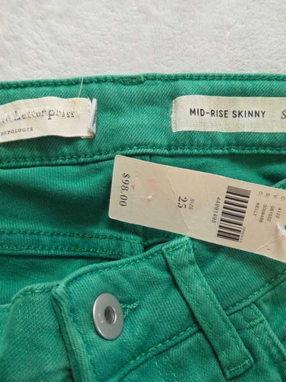New 25 Anthropologie x Pilcro and the Letterpress skinny ankle jeans in green - Picture 5 of 10